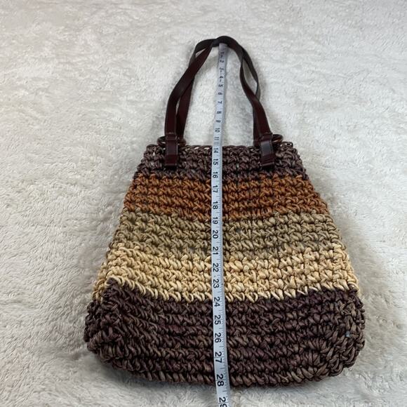 Unbranded Large tiered color rattan triangle shoulder bag - Picture 5 of 10